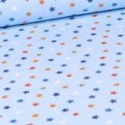 Tissu Flanelle Etoiles multicolores sur fond Bleu