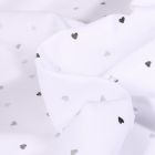Tissu Coton imprimé Mini cœurs métallisés argent sur fond Blanc