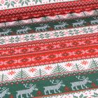 Tissu Jersey Coton molletonné Noël sur fond Vert foncé