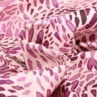 Tissu Coton imprimé Frou-Frou Faune violet sur fond Rose nude