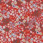 Tissu Coton Frou-Frou Fleuri N°23 Rouge - Par 10 cm
