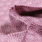 Tissu Coton imprimé Bio Eventails sur fond Vieux rose