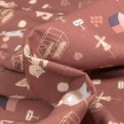 Tissu Coton imprimé LittleBird Animaux jardiniers sur fond Marron