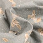 Tissu Coton imprimé LittleBird Lapins agriculteurs sur fond Gris