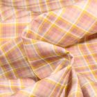 Tissu Coton imprimé LittleBird Carreaux jaunes sur fond Rose