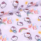 Tissu Coton imprimé sous licence Bio Hello Kitty sur fond Gris clair - Par 10 cm