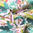 Tissu Coton MC Fabrics Serre tropicale sur fond Blanc