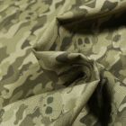 Tissu Coton MC Fabrics Tètes de mort et camouflage sur fond Vert kaki