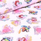 Tissu Coton imprimé sous licence Bio Princesse Disney sur fond Blanc