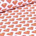Tissu Coton imprimé sous licence Bio Superman Logo sur fond Blanc