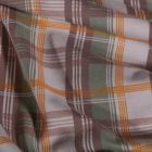 Tissu Jersey Coton Carreaux ocre kaki et marron sur fond Beige - Par 10 cm