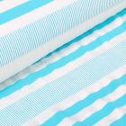 Tissu Jersey polyviscose Rayures texturées turquoise sur fond Blanc - Par 10 cm