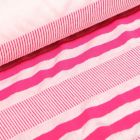 Tissu Jersey polyviscose Rayures texturées fuschia sur fond Blanc - Par 10 cm