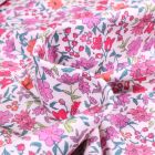Tissu Jersey Coton  Sweet Flower Florentine rose sur fond Blanc