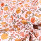 Tissu Jersey Coton  Sweet Flower Florentine orange sur fond Blanc