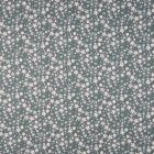 Tissu Coton imprimé Fleurs blanches et vertes sur fond Gris pierre - Par 10 cm