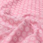 Tissu Coton imprimé Soleils stylisés sur fond Rose - Par 10 cm