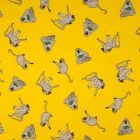 Tissu Jersey Coton Singes taupe et oiseaux sur fond Jaune vif - Par 10 cm