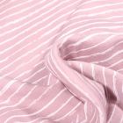 Tissu Jersey Coton Rayures destructurées sur fond Rose pâle