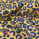 Tissu Jersey Coton Taches léopard multicolores sur fond Jaune