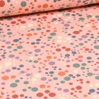Tissu Jersey Coton Confettis pastel sur fond Rose