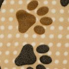 Tissu Doudou Beige clair Pattes d'ours marron - Par 10 cm