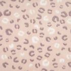 Tissu Doudou Leopards Vieux rose et Blanc sur fond Rose clair  - Par 10 cm