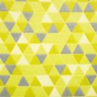 Tissu Doudou Triangles Gris et Blancs sur fond Lime - Par 10 cm