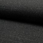 Tissu Sweat envers tout doux chiné Noir - Par 10 cm