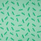 Tissu Jersey Jacquard  Libellules vertes sur fond Vert menthe - Par 10 cm