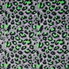 Tissu Jersey Velours Tâches de léopards Verts fluo sur fond Gris pierre - Par 10 cm