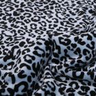 Tissu Jersey Velours Bio Motif léopard en relief sur fond Bleu - Par 10 cm