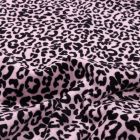 Tissu Jersey Velours Bio Motif léopard en relief sur fond Rose - Par 10 cm
