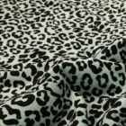 Tissu Jersey Velours Bio Motif léopard en relief sur fond Vert menthe - Par 10 cm