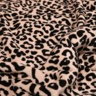 Tissu Jersey Velours Bio Motif léopard en relief sur fond Beige - Par 10 cm