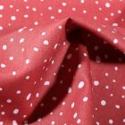 Tissu Coton imprimé Bio Gouttelettes blanches sur fond Rouge - Par 10 cm