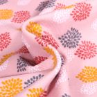 Tissu Jersey Coton Bio Oursins colorés sur fond Rose pâle