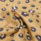 Tissu Jersey Coton Bio Tâche léopard sur fond Jaune - Par 10 cm