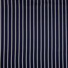 Tissu Coton satiné extensible Rayures Blanches sur fond Bleu Marine - Par 10 cm