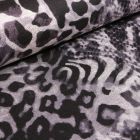 Tissu Jersey Milano Zébré et léopard noir sur fond Blanc