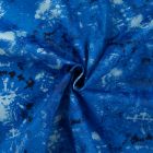 Tissu Coton Satiné extensible imprimé Fancy sur fond Bleu roi
