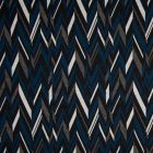 Tissu Maille Jacquard Motifs Géométriques sur fond Gris, Bleu pétrole et noir - Par 10 cm