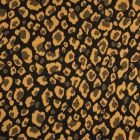 Tissu Jacquard Jersey Taches léopard jaune moutarde sur fond Noir - Par 10 cm