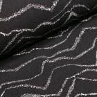 Tissu Jacquard polyviscose extensible Motifs abstraits blanc sur fond Noir