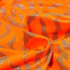 Tissu Jersey Lycra Zébra métalissé sur fond Orange fluo