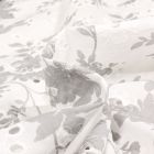 Tissu Voile de Coton brodé Balya gris sur fond Blanc