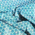 Tissu Coton enduit Riad sur fond Bleu canard - Par 10 cm