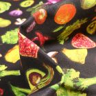 Tissu Coton imprimé Arty Fruits et légumes sur fond Noir