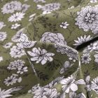 Tissu Coton imprimé Arty Floralia sur fond Vert kaki