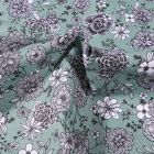 Tissu Coton imprimé Arty Fleurs black & white sur fond Vert d'eau - Par 10 cm